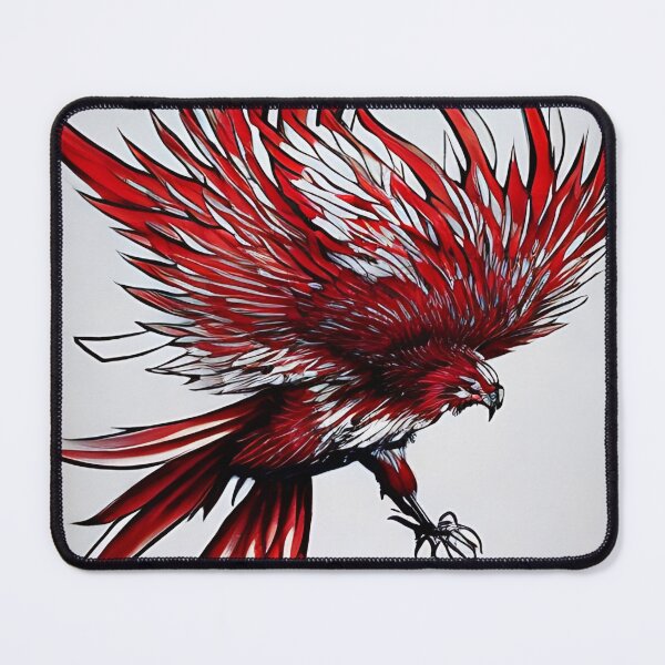 Item preview,  white and red phoenix flying, japanese ink artstyle designed and sold by DrawItOnce.