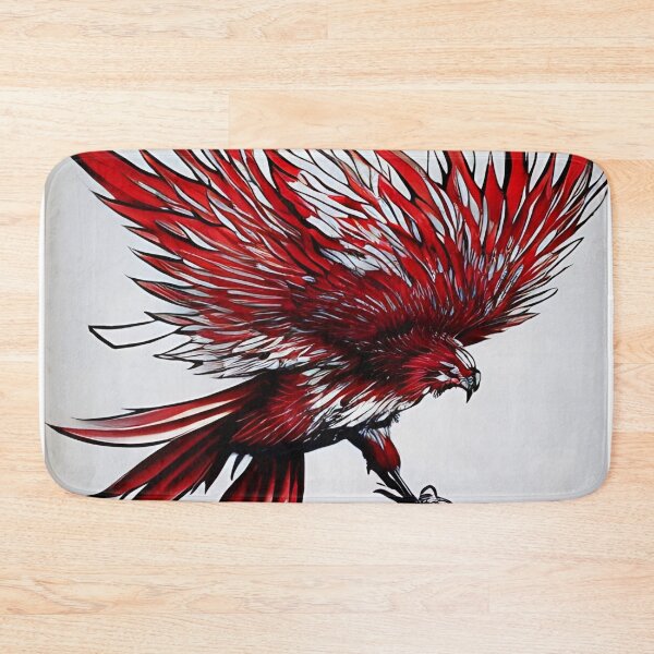 Item preview,  white and red phoenix flying, japanese ink artstyle designed and sold by DrawItOnce.