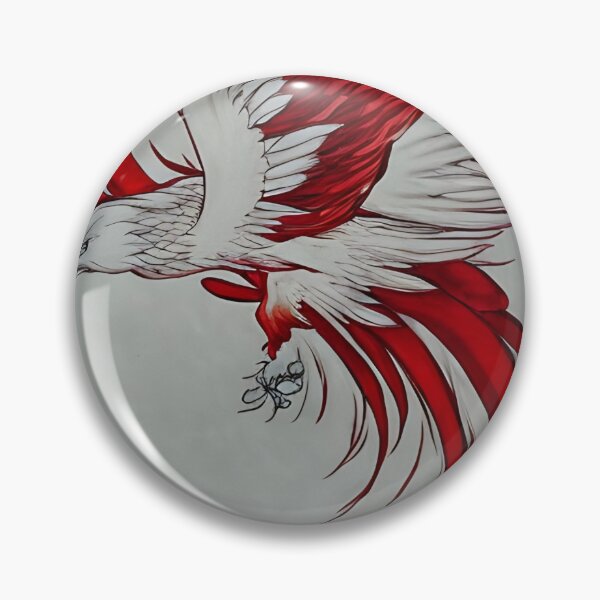 Item preview,  white and red phoenix flying, japanese ink artstyle designed and sold by DrawItOnce.