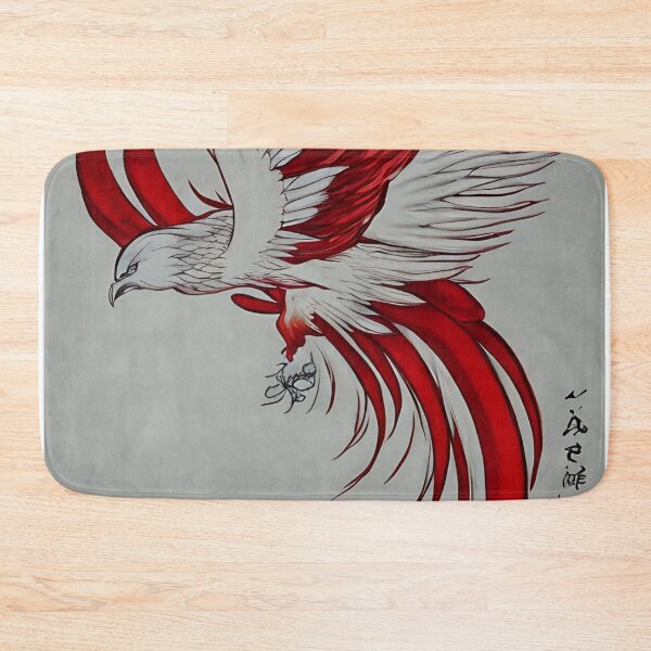 Item preview,  white and red phoenix flying, japanese ink artstyle designed and sold by DrawItOnce.