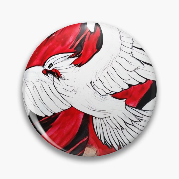 Item preview,  white and red phoenix flying, japanese ink artstyle designed and sold by DrawItOnce.
