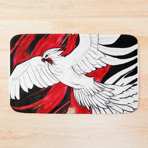 Item preview,  white and red phoenix flying, japanese ink artstyle designed and sold by DrawItOnce.