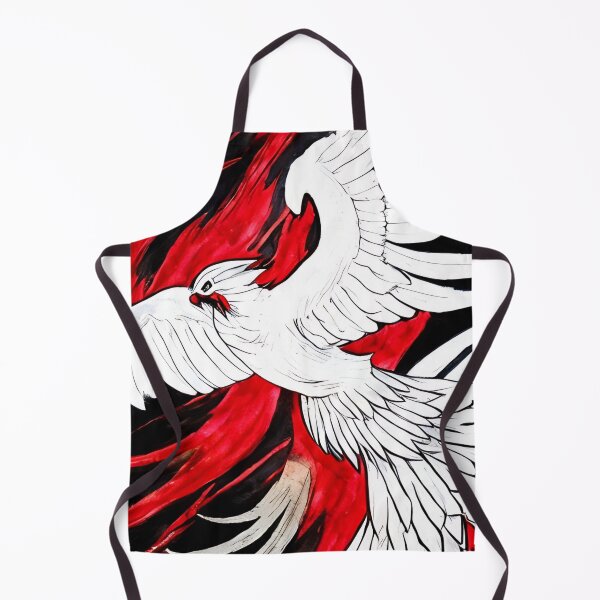 Item preview, white and red phoenix flying, japanese ink artstyle designed and sold by DrawItOnce.