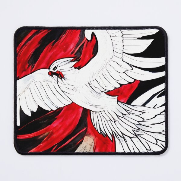 Item preview,  white and red phoenix flying, japanese ink artstyle designed and sold by DrawItOnce.