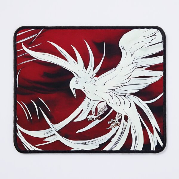 Item preview,  white and red phoenix flying, japanese ink artstyle designed and sold by DrawItOnce.