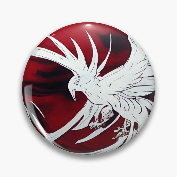 Item preview,  white and red phoenix flying, japanese ink artstyle designed and sold by DrawItOnce.