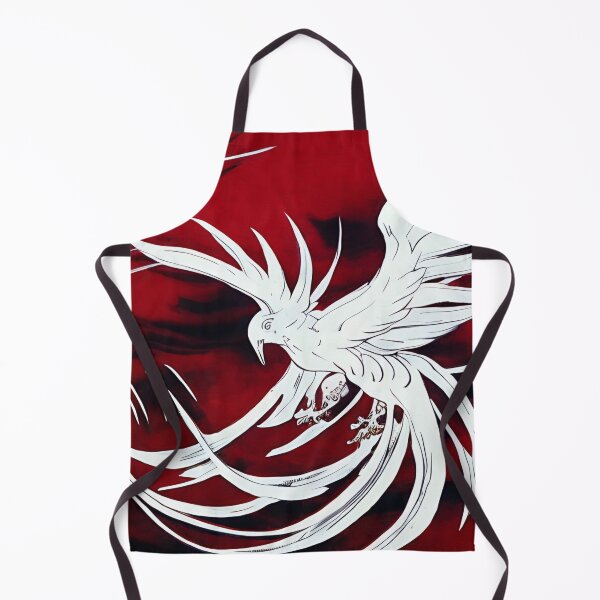 Item preview, white and red phoenix flying, japanese ink artstyle designed and sold by DrawItOnce.
