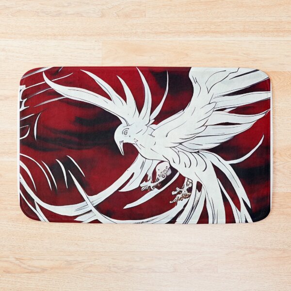 Item preview,  white and red phoenix flying, japanese ink artstyle designed and sold by DrawItOnce.