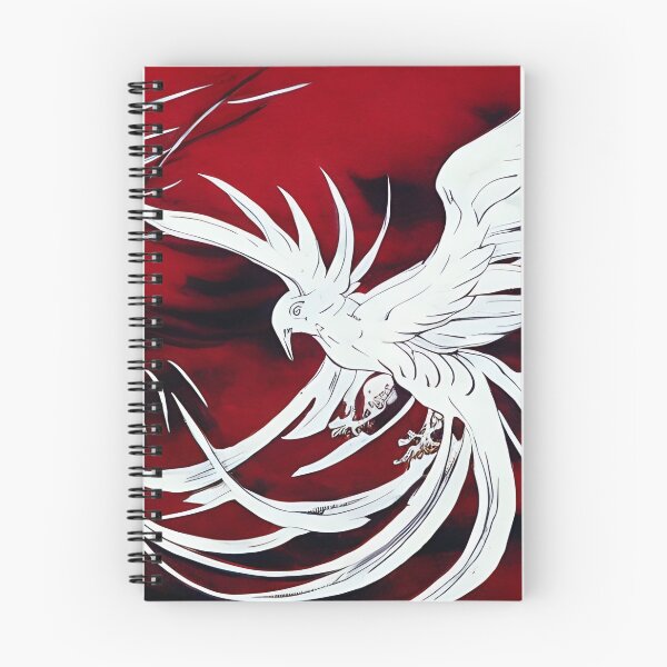 Item preview,  white and red phoenix flying, japanese ink artstyle designed and sold by DrawItOnce.