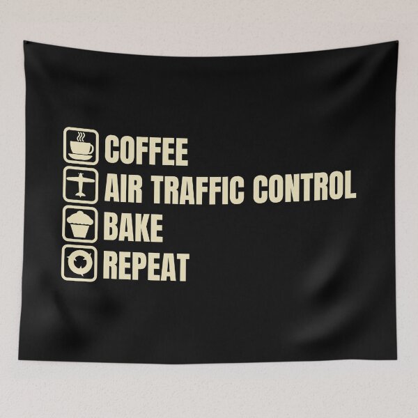 Item preview, Coffee, Air Traffic Control, Bake, Repeat (For Dark Background) designed and sold by thecatcouch.