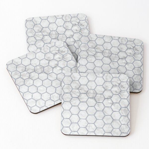 Item preview, Geometric Honeycomb Pattern - Marble & Navy #871 designed and sold by Natural Collective.