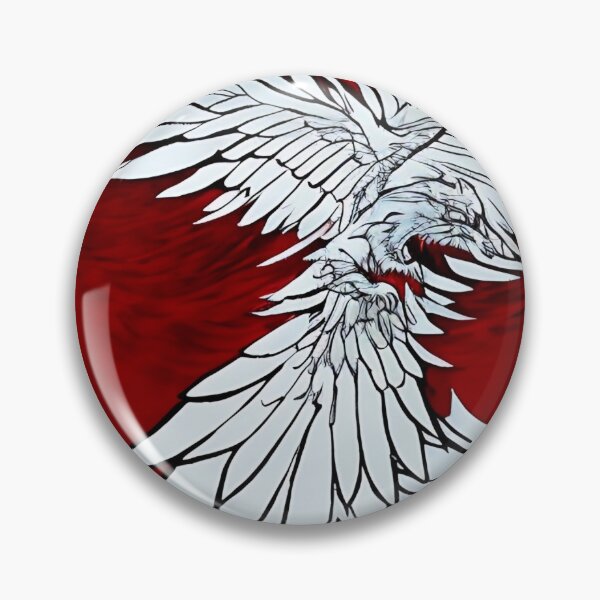Item preview,  white and red phoenix flying, japanese ink artstyle designed and sold by DrawItOnce.