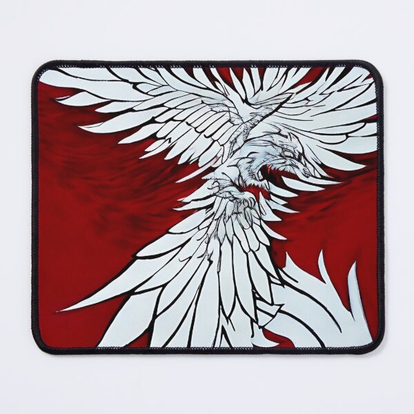 Item preview,  white and red phoenix flying, japanese ink artstyle designed and sold by DrawItOnce.