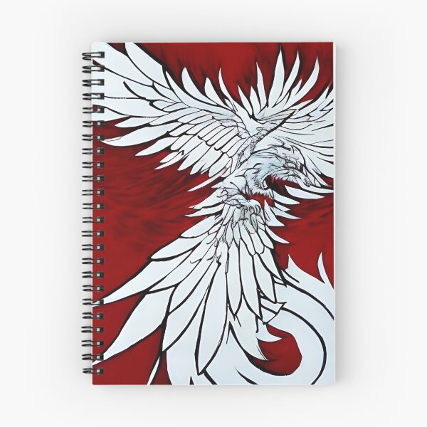 Item preview,  white and red phoenix flying, japanese ink artstyle designed and sold by DrawItOnce.