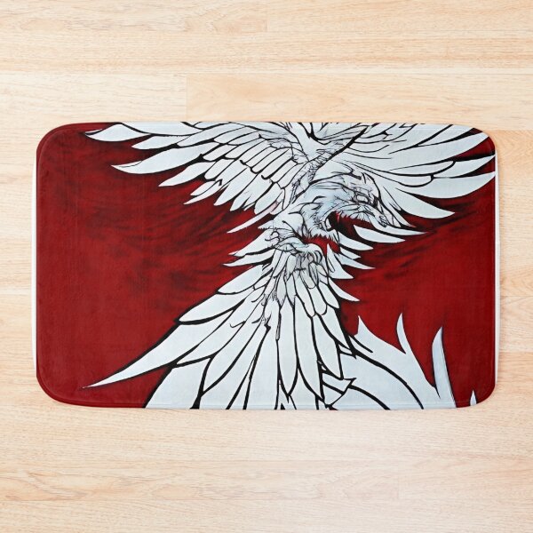 Item preview,  white and red phoenix flying, japanese ink artstyle designed and sold by DrawItOnce.