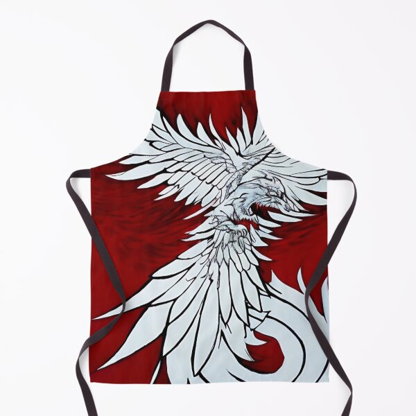 Item preview, white and red phoenix flying, japanese ink artstyle designed and sold by DrawItOnce.