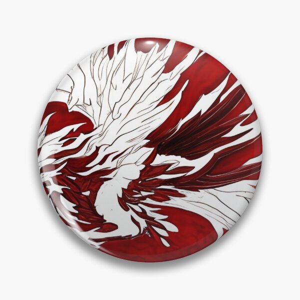 Item preview,  white and red phoenix flying, japanese ink artstyle designed and sold by DrawItOnce.