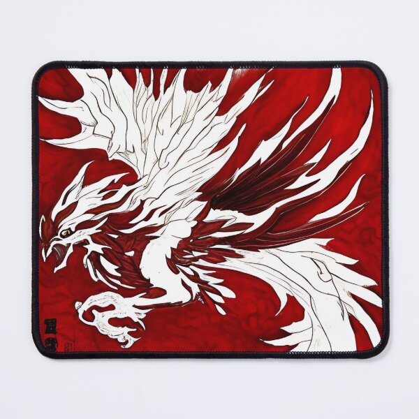 Item preview,  white and red phoenix flying, japanese ink artstyle designed and sold by DrawItOnce.