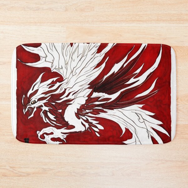 Item preview,  white and red phoenix flying, japanese ink artstyle designed and sold by DrawItOnce.