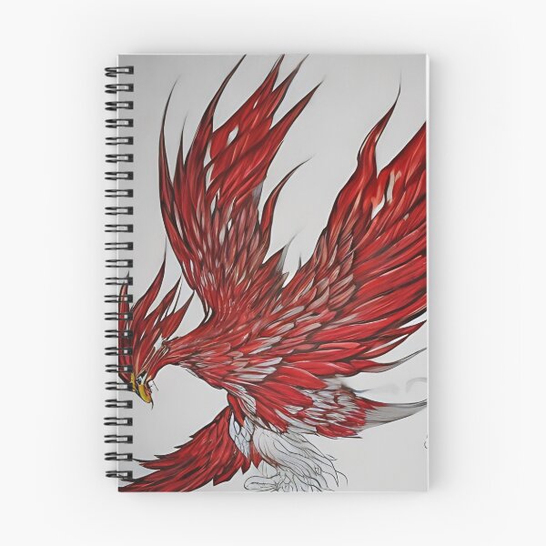 Item preview,  white and red phoenix flying, japanese ink artstyle designed and sold by DrawItOnce.