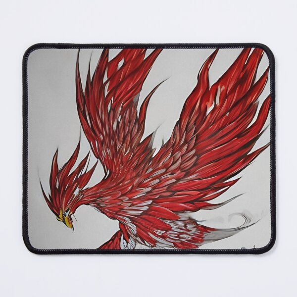 Item preview,  white and red phoenix flying, japanese ink artstyle designed and sold by DrawItOnce.