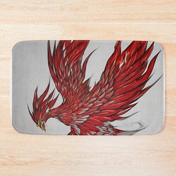 Item preview,  white and red phoenix flying, japanese ink artstyle designed and sold by DrawItOnce.
