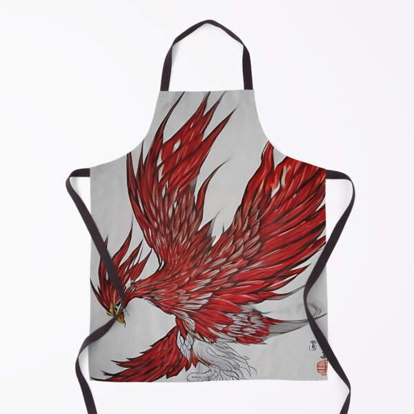 Item preview, white and red phoenix flying, japanese ink artstyle designed and sold by DrawItOnce.