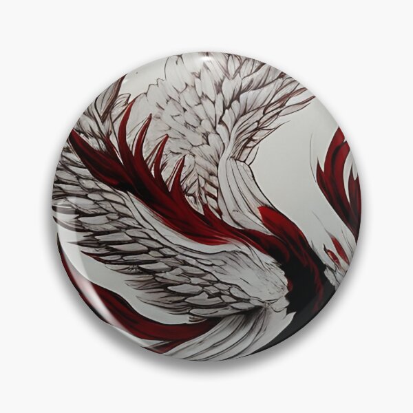 Item preview,  white and red phoenix flying, japanese ink artstyle designed and sold by DrawItOnce.