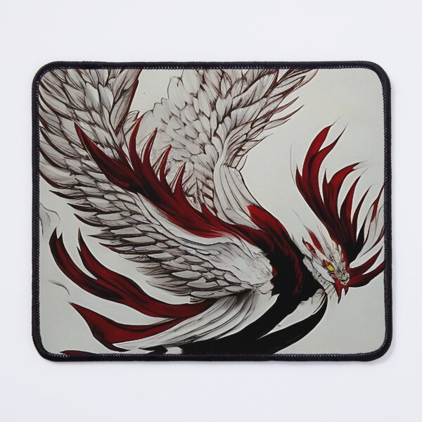 Item preview,  white and red phoenix flying, japanese ink artstyle designed and sold by DrawItOnce.
