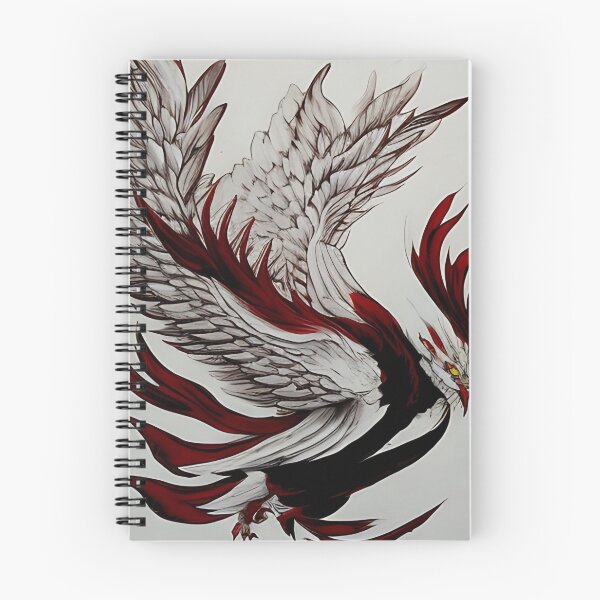 Item preview,  white and red phoenix flying, japanese ink artstyle designed and sold by DrawItOnce.