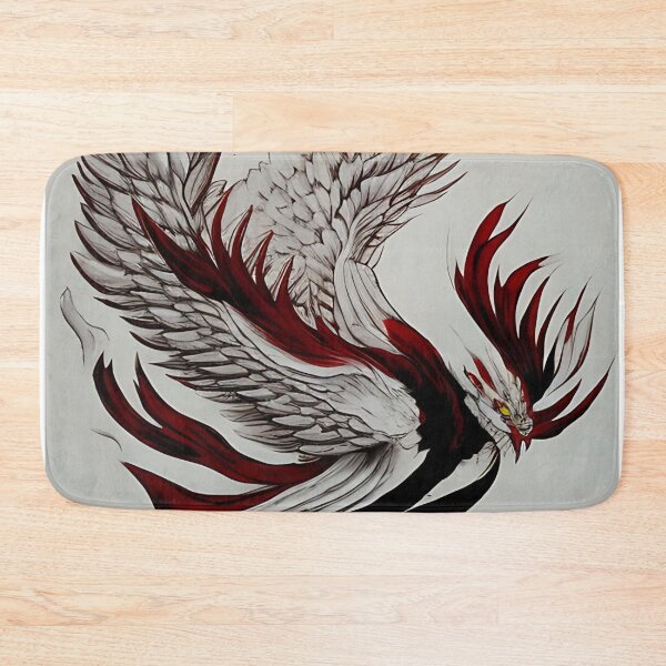Item preview,  white and red phoenix flying, japanese ink artstyle designed and sold by DrawItOnce.