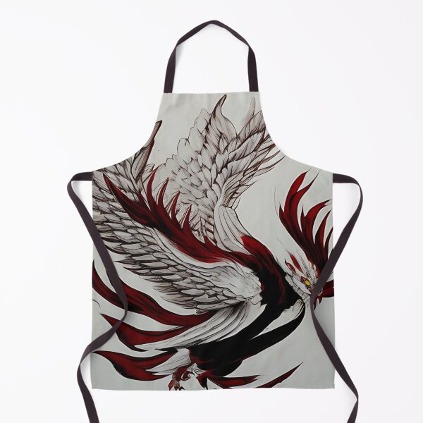Item preview, white and red phoenix flying, japanese ink artstyle designed and sold by DrawItOnce.