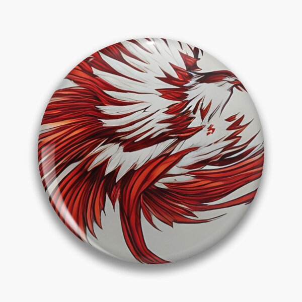 Item preview,  white and red phoenix flying, japanese ink artstyle designed and sold by DrawItOnce.