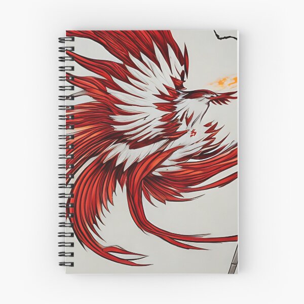 Item preview,  white and red phoenix flying, japanese ink artstyle designed and sold by DrawItOnce.