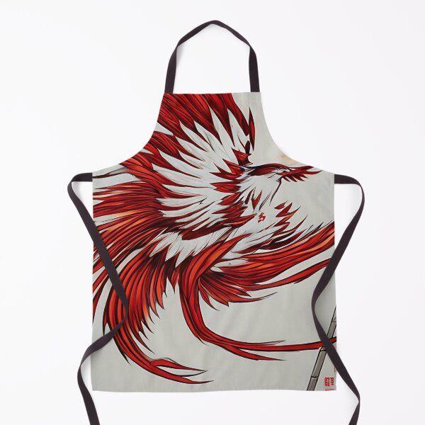 Item preview, white and red phoenix flying, japanese ink artstyle designed and sold by DrawItOnce.