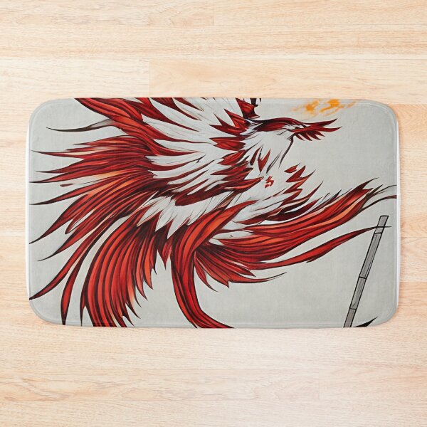 Item preview,  white and red phoenix flying, japanese ink artstyle designed and sold by DrawItOnce.