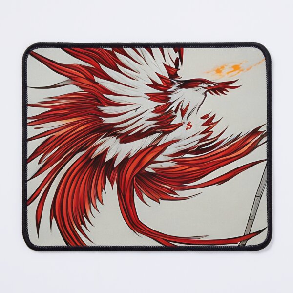 Item preview,  white and red phoenix flying, japanese ink artstyle designed and sold by DrawItOnce.