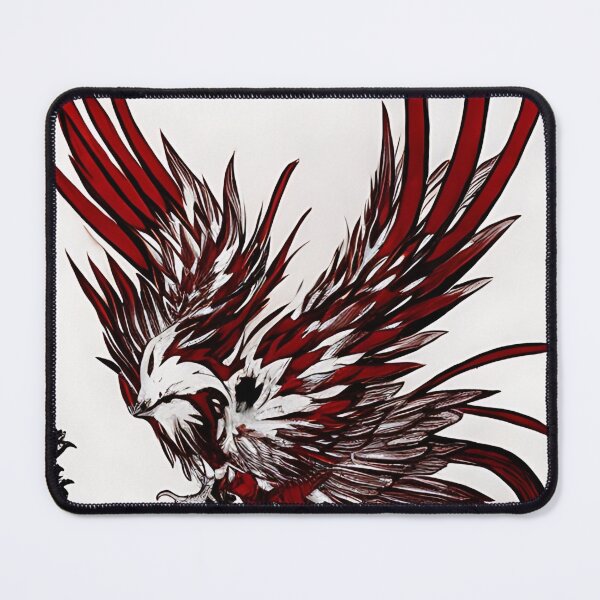Item preview,  white and red phoenix flying, japanese ink artstyle designed and sold by DrawItOnce.
