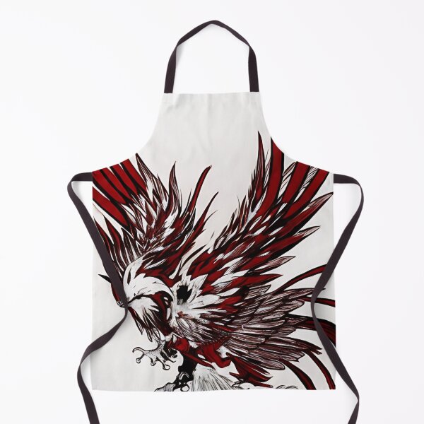 Item preview, white and red phoenix flying, japanese ink artstyle designed and sold by DrawItOnce.