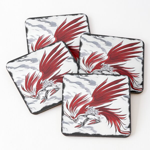 Item preview,  white and red phoenix flying, japanese ink artstyle designed and sold by DrawItOnce.