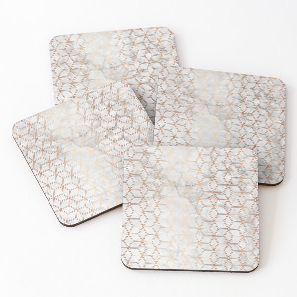 Item preview, Geometric Hive Mind Pattern - Marble & Rose Gold #789 designed and sold by Natural Collective.