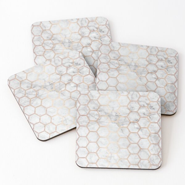 Item preview, Geometric Honeycomb Pattern - Marble & Rose Gold #358 designed and sold by Natural Collective.