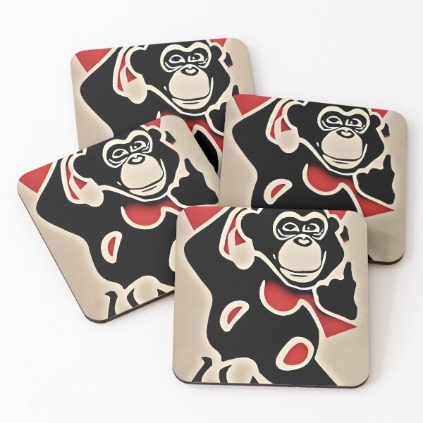 Item preview, Chimp Red and Black designed and sold by DangerRabbit.