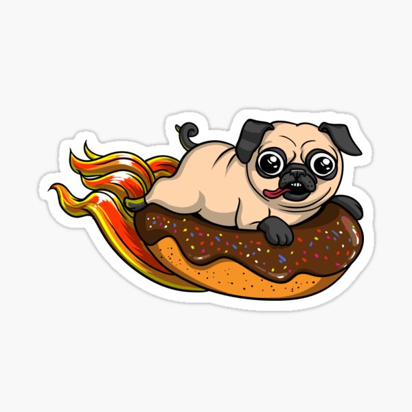 Vista previa del artículo con la obra «Donut de montar a caballo de perro Pug», diseñado y vendido por Nikolay Lachezarov Todorov.