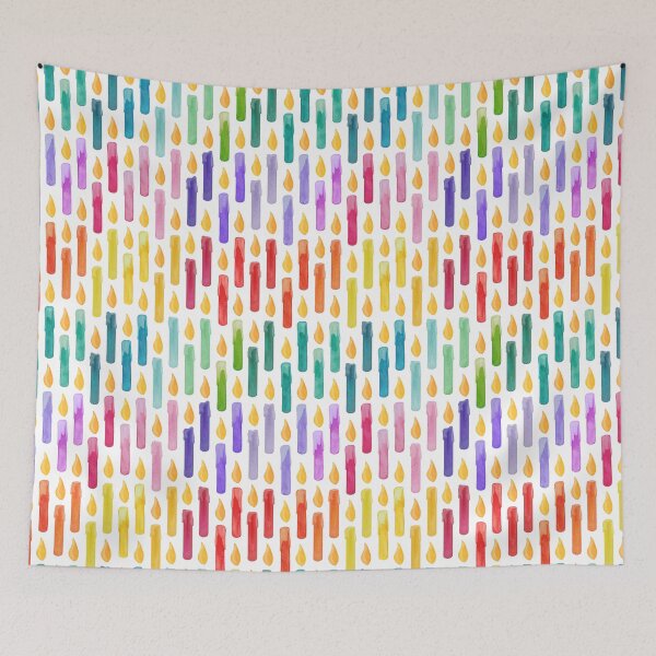 Item preview, Happy Birthday Rainbow Watercolor Candles designed and sold by SamAnnDesigns.