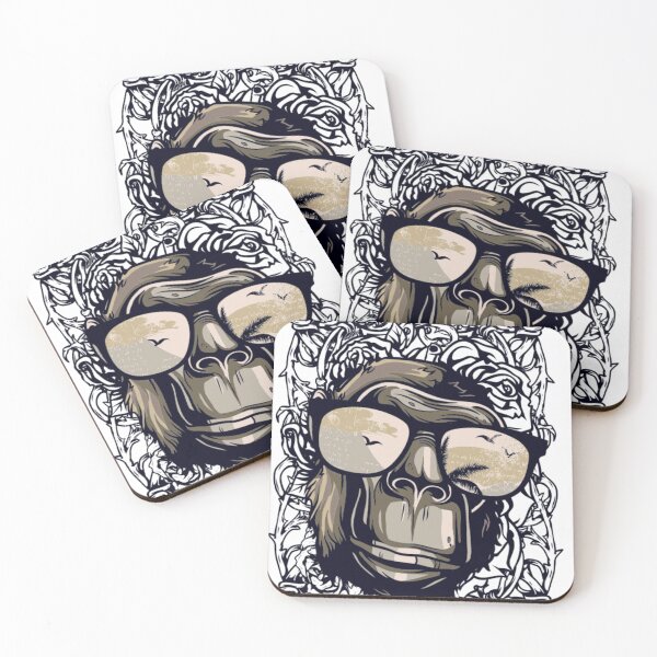Item preview, Gorilla Monkey With Sun Glasses On Design Background designed and sold by SpotWarehouse.