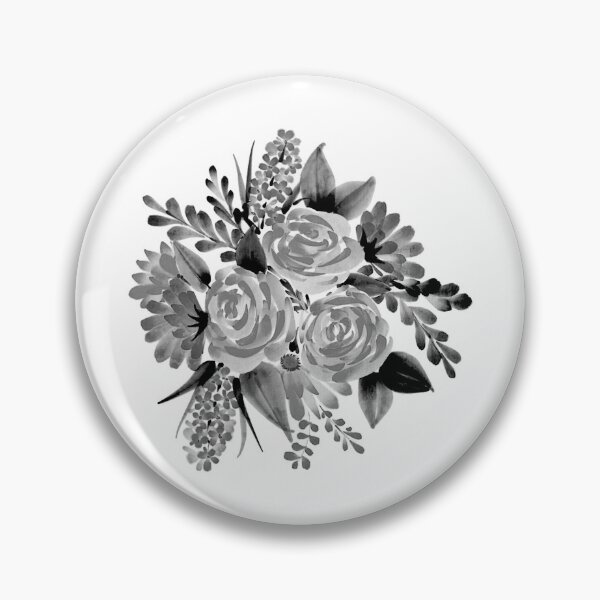 Item preview, Black White Watercolor Bouquet of Flowers  designed and sold by Pavnud.