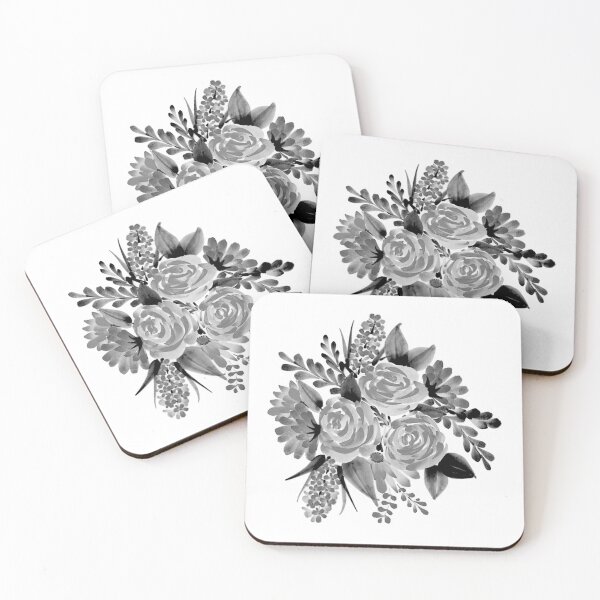 Item preview, Black White Watercolor Bouquet of Flowers  designed and sold by Pavnud.