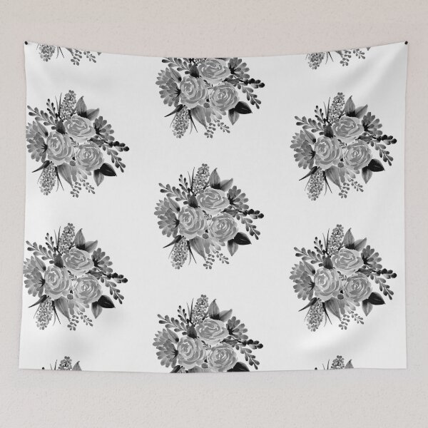 Item preview, Black White Watercolor Bouquet of Flowers  designed and sold by Pavnud.