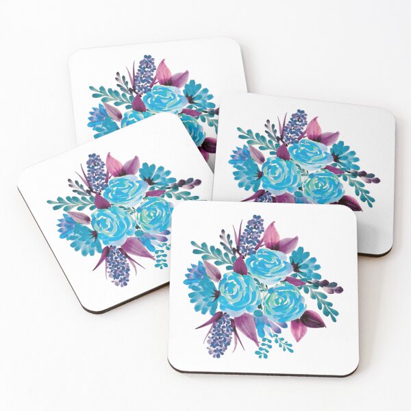 Item preview, Turquoise Watercolor Bouquet of Flowers  designed and sold by Pavnud.